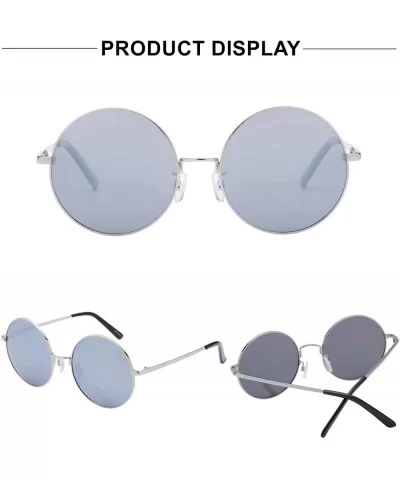 Oversize Vintage Round Sunglasses Mirrored Lens Unisex Polarized Sun Glasses - CL18UWOI9NX $14.75 Round