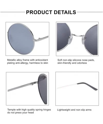 Oversize Vintage Round Sunglasses Mirrored Lens Unisex Polarized Sun Glasses - CL18UWOI9NX $14.75 Round