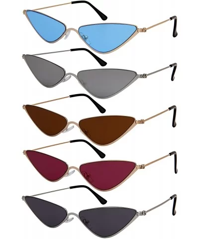 Metal Oversized Cateye Women Sunglasses Flat Tinted Lens 3193-FLSD - Gold Frame/Red Lens - CF18G5Z7GSM $7.34 Rimless