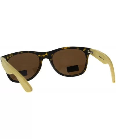 Real Bamboo Wood Temple Sunglasses Casual Horn Rim Matted Frame - Tortoise (Brown) - CI18D5SDWMM $10.42 Wayfarer