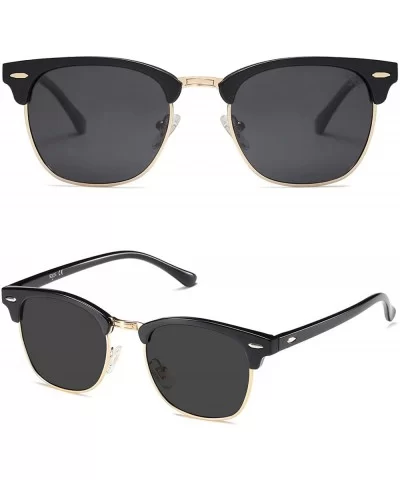 Retro Semi Rimless Polarized Sunglasses Horn Rimmed UV400 Glasses SJ5018 - CG18Z2CCU73 $9.64 Semi-rimless