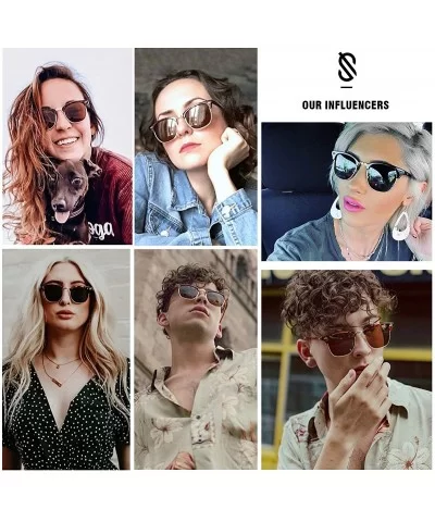 Retro Semi Rimless Polarized Sunglasses Horn Rimmed UV400 Glasses SJ5018 - CG18Z2CCU73 $9.64 Semi-rimless