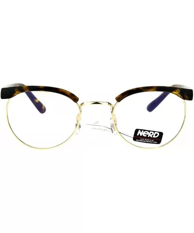 Retro Vintage Classic Half Rim Round Oval Clear Lens Eye Glasses - Tortoise Gold - CN183EZN9EK $8.99 Round