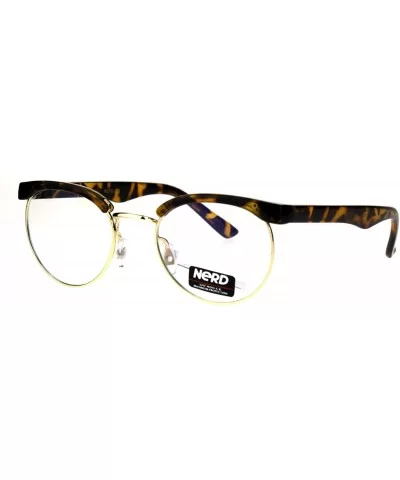 Retro Vintage Classic Half Rim Round Oval Clear Lens Eye Glasses - Tortoise Gold - CN183EZN9EK $8.99 Round