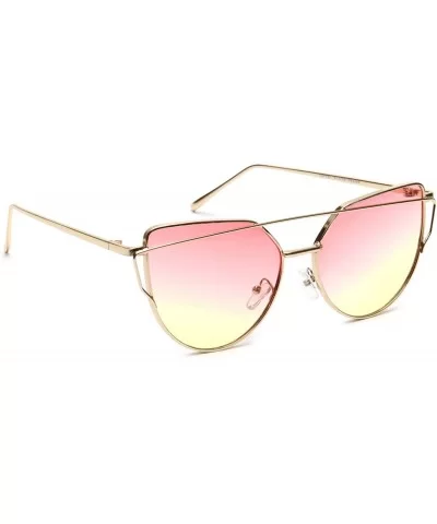 Sunglasses Cat Eye Fashion Mirror or Transparent Lens Love Punch Style - Medium Coral/Yellow Transparent - C018EY0R25E $7.69 ...