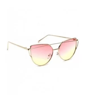 Sunglasses Cat Eye Fashion Mirror or Transparent Lens Love Punch Style - Medium Coral/Yellow Transparent - C018EY0R25E $7.69 ...