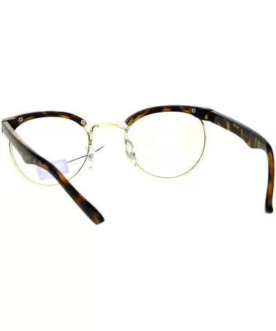 Retro Vintage Classic Half Rim Round Oval Clear Lens Eye Glasses - Tortoise Gold - CN183EZN9EK $8.99 Round