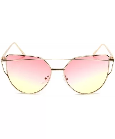 Sunglasses Cat Eye Fashion Mirror or Transparent Lens Love Punch Style - Medium Coral/Yellow Transparent - C018EY0R25E $7.69 ...