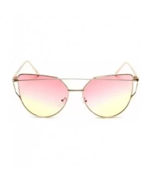 Sunglasses Cat Eye Fashion Mirror or Transparent Lens Love Punch Style - Medium Coral/Yellow Transparent - C018EY0R25E $7.69 ...