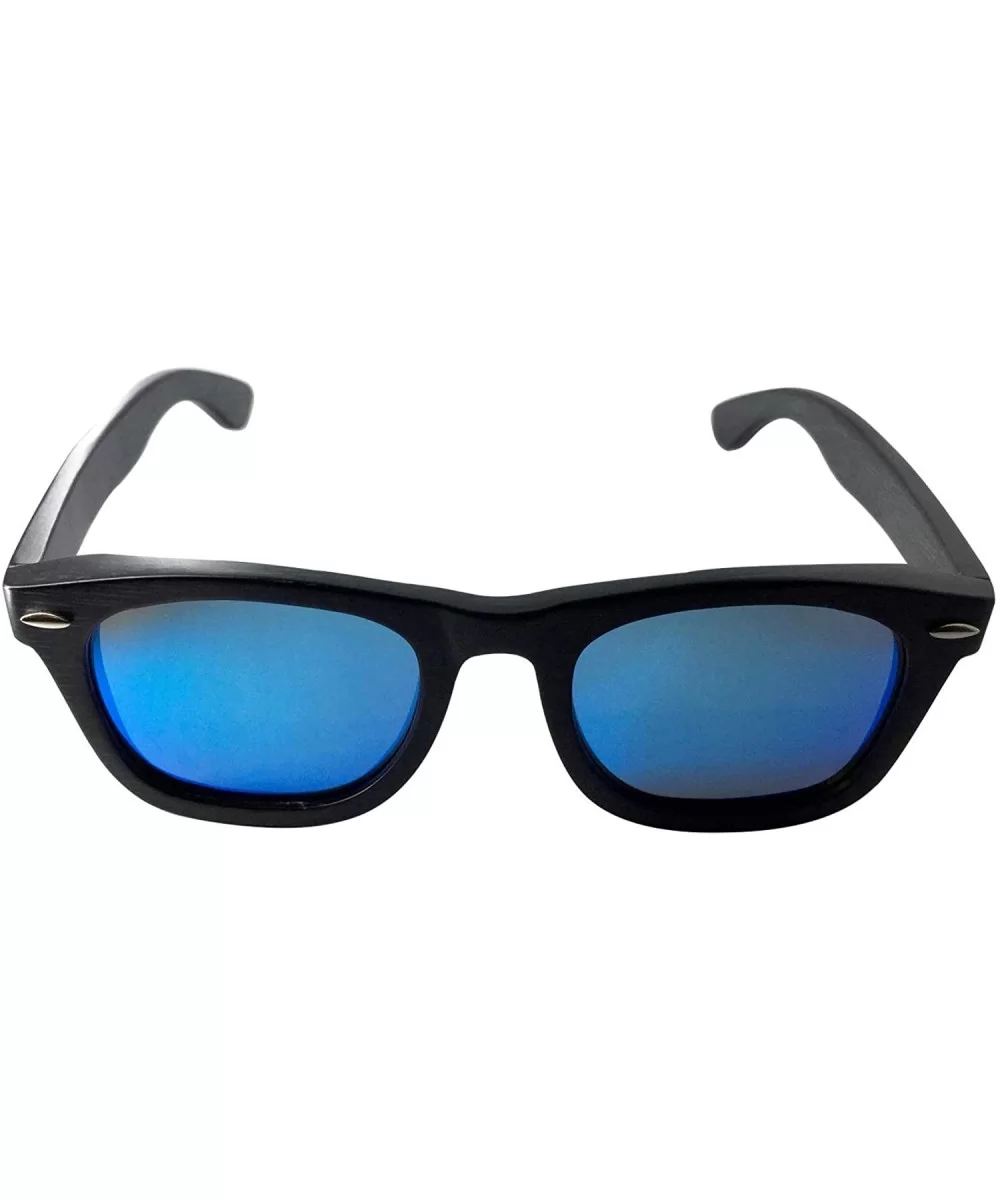 Unisex Bambooyah Bamboo Wood Polarized Sunglasses - Black/Ice Mirror - CG18UU0ZA3Z $34.44 Oval