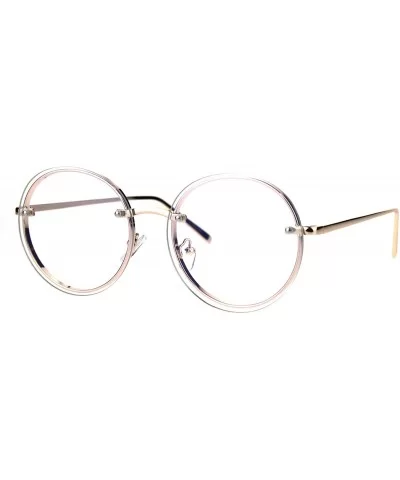 Round Clear Lens Glasses Metal Rims Behind Lens Fashion Eyeglasses UV 400 - Gold - CH187RHKLRX $8.26 Round