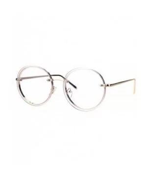 Round Clear Lens Glasses Metal Rims Behind Lens Fashion Eyeglasses UV 400 - Gold - CH187RHKLRX $8.26 Round