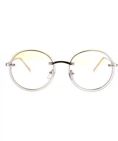 Round Clear Lens Glasses Metal Rims Behind Lens Fashion Eyeglasses UV 400 - Gold - CH187RHKLRX $8.26 Round