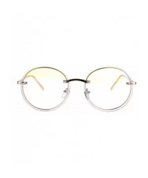 Round Clear Lens Glasses Metal Rims Behind Lens Fashion Eyeglasses UV 400 - Gold - CH187RHKLRX $8.26 Round