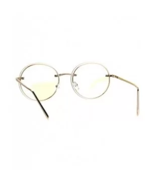 Round Clear Lens Glasses Metal Rims Behind Lens Fashion Eyeglasses UV 400 - Gold - CH187RHKLRX $8.26 Round