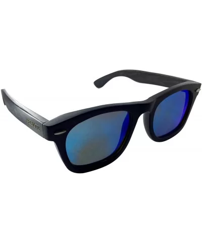 Unisex Bambooyah Bamboo Wood Polarized Sunglasses - Black/Ice Mirror - CG18UU0ZA3Z $34.44 Oval