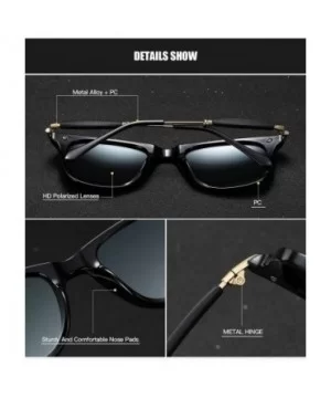 Polarized Sunglasses for Driving Men UV Protection Square Alloy Frame - Matte Black Grey - C218Y0O7Q9E $14.26 Square