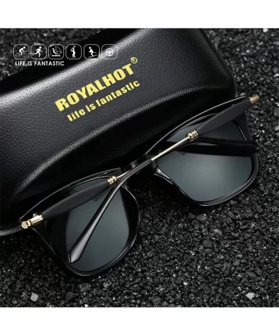 Polarized Sunglasses for Driving Men UV Protection Square Alloy Frame - Matte Black Grey - C218Y0O7Q9E $14.26 Square