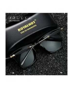 Polarized Sunglasses for Driving Men UV Protection Square Alloy Frame - Matte Black Grey - C218Y0O7Q9E $14.26 Square