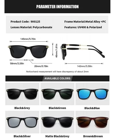 Polarized Sunglasses for Driving Men UV Protection Square Alloy Frame - Matte Black Grey - C218Y0O7Q9E $14.26 Square