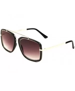 Square Extended Top Bar Double Plastic Metal Frame Aviator Sunglasses - Red - CB197Q9YUCY $9.78 Square