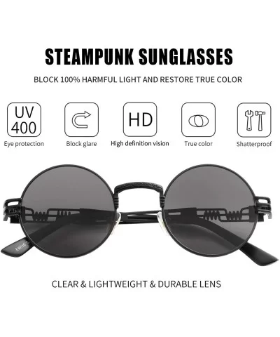 Round Steampunk Sunglasses for Men Women Retro Metal Frame John Lennon Hippie Glasses - Black Frame/Black Lens - CK18X69OOH5 ...