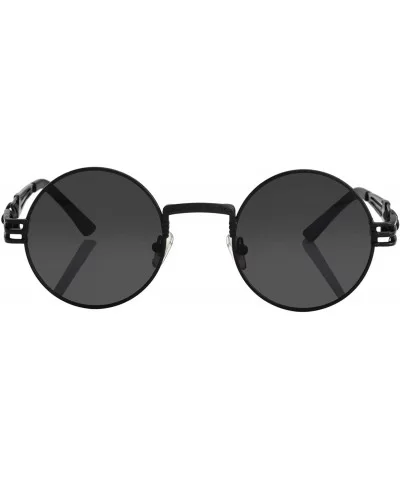 Round Steampunk Sunglasses for Men Women Retro Metal Frame John Lennon Hippie Glasses - Black Frame/Black Lens - CK18X69OOH5 ...