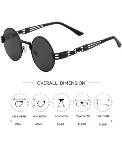 Round Steampunk Sunglasses for Men Women Retro Metal Frame John Lennon Hippie Glasses - Black Frame/Black Lens - CK18X69OOH5 ...