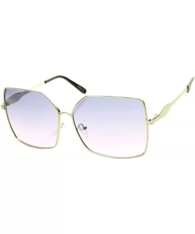 Womens Oversize Metal Frame Two-Toned Gradient Lens Square Sunglasses 65mm - Silver / Blue Pink - C512H0L9JAJ $7.35 Square