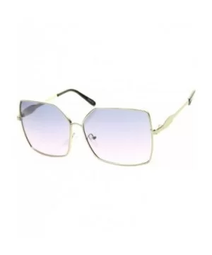 Womens Oversize Metal Frame Two-Toned Gradient Lens Square Sunglasses 65mm - Silver / Blue Pink - C512H0L9JAJ $7.35 Square