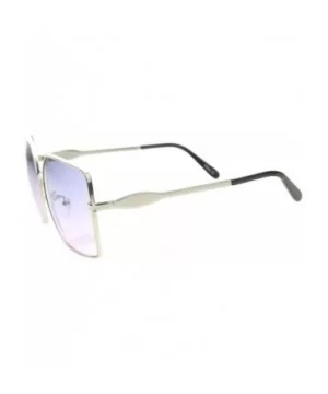 Womens Oversize Metal Frame Two-Toned Gradient Lens Square Sunglasses 65mm - Silver / Blue Pink - C512H0L9JAJ $7.35 Square