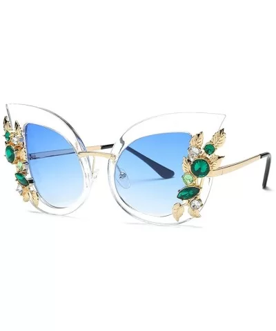 Sunglasses for Women Cat Eye Vintage Sunglasses Retro Oversized Glasses Eyewear Diamond - F - CH18QMURTN3 $7.81 Cat Eye