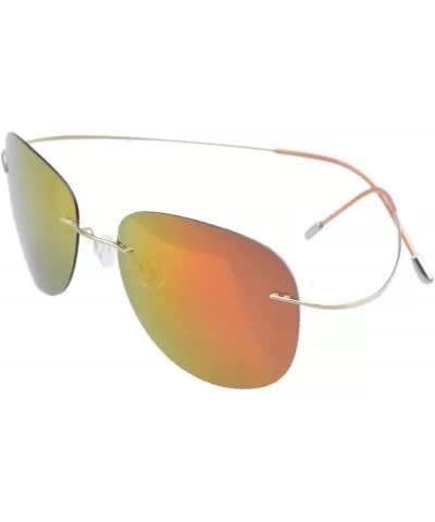 Rimless Titanium Frame Polarized Sunglasses - Aviator Silver Frame - CB11WC76SKH $40.57 Wrap