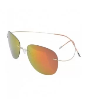 Rimless Titanium Frame Polarized Sunglasses - Aviator Silver Frame - CB11WC76SKH $40.57 Wrap