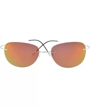 Rimless Titanium Frame Polarized Sunglasses - Aviator Silver Frame - CB11WC76SKH $40.57 Wrap