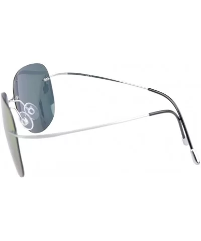 Rimless Titanium Frame Polarized Sunglasses - Aviator Silver Frame - CB11WC76SKH $40.57 Wrap