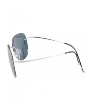 Rimless Titanium Frame Polarized Sunglasses - Aviator Silver Frame - CB11WC76SKH $40.57 Wrap