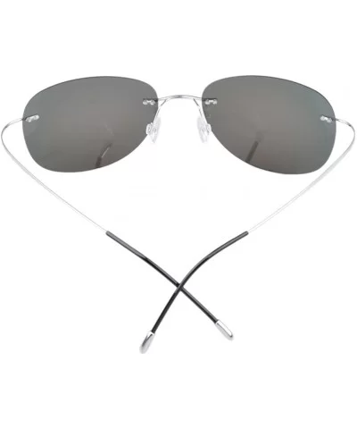 Rimless Titanium Frame Polarized Sunglasses - Aviator Silver Frame - CB11WC76SKH $40.57 Wrap