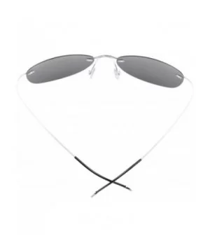 Rimless Titanium Frame Polarized Sunglasses - Aviator Silver Frame - CB11WC76SKH $40.57 Wrap