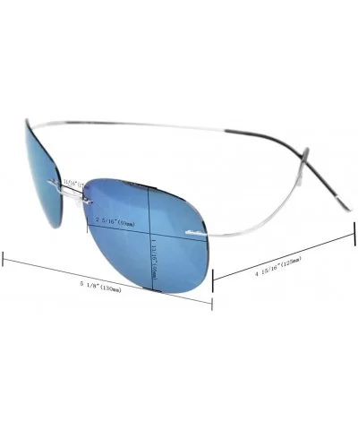 Rimless Titanium Frame Polarized Sunglasses - Aviator Silver Frame - CB11WC76SKH $40.57 Wrap