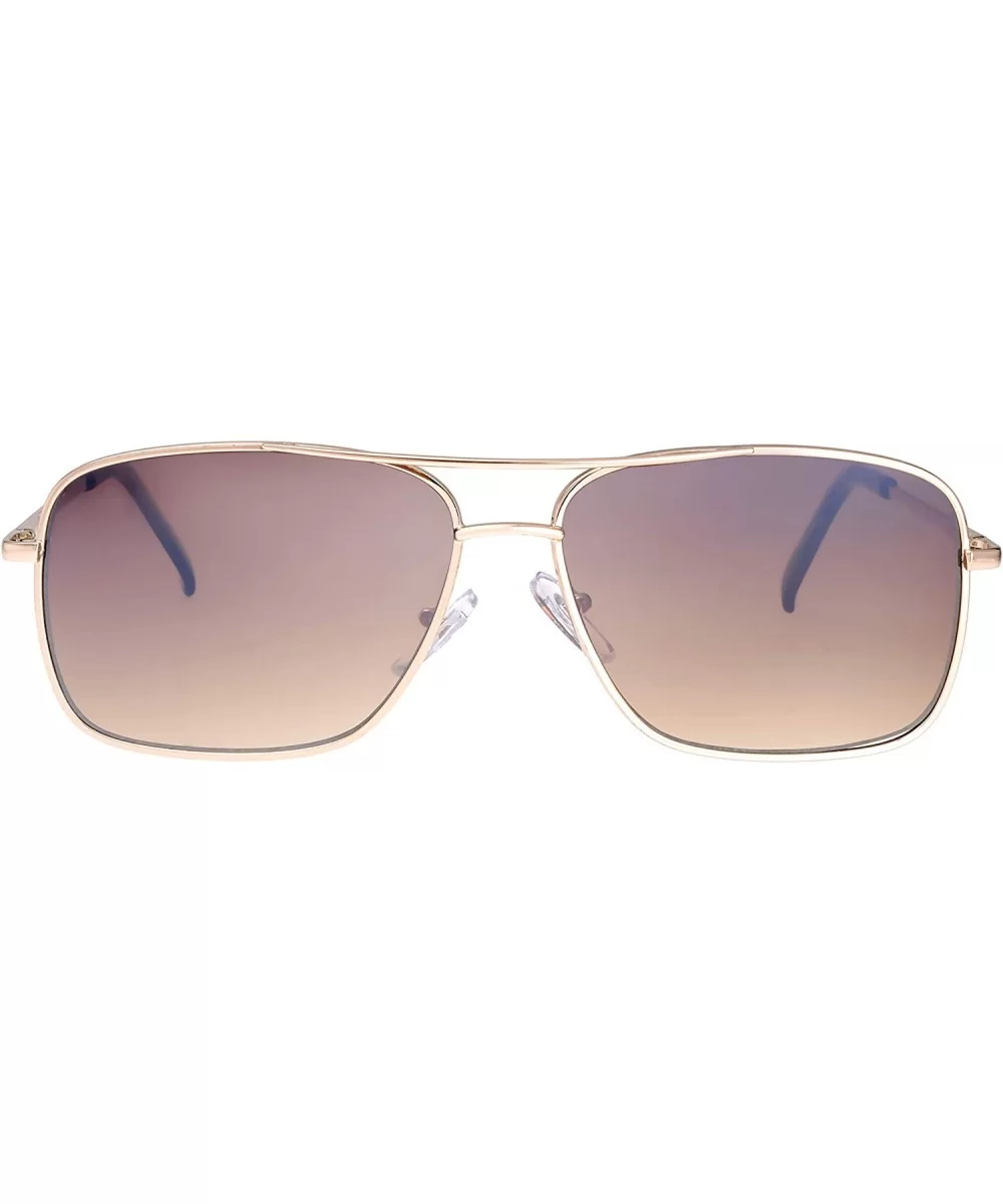 Lightweight Beach Rectangular Metal Sunglasses UV400 Protection - Gift Box Packaged - 03-gold - C918Y7DS336 $9.32 Oversized