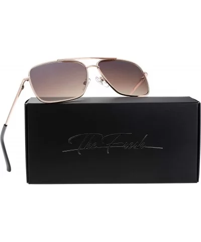 Lightweight Beach Rectangular Metal Sunglasses UV400 Protection - Gift Box Packaged - 03-gold - C918Y7DS336 $9.32 Oversized