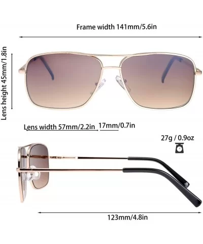 Lightweight Beach Rectangular Metal Sunglasses UV400 Protection - Gift Box Packaged - 03-gold - C918Y7DS336 $9.32 Oversized