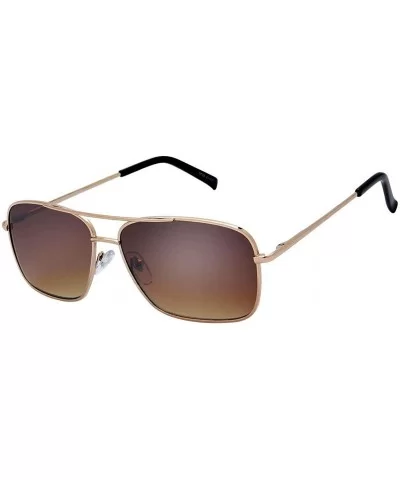 Lightweight Beach Rectangular Metal Sunglasses UV400 Protection - Gift Box Packaged - 03-gold - C918Y7DS336 $9.32 Oversized