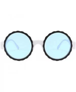 Vintage Pilot Goggle Stylish Round Frame Mask Sunglasses Integrated Gas Glasses - Blue - CO196OMNEN6 $5.40 Round