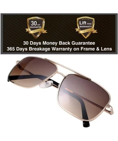 Lightweight Beach Rectangular Metal Sunglasses UV400 Protection - Gift Box Packaged - 03-gold - C918Y7DS336 $9.32 Oversized