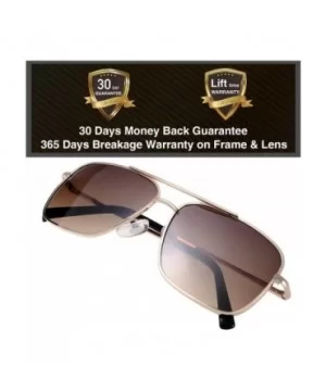 Lightweight Beach Rectangular Metal Sunglasses UV400 Protection - Gift Box Packaged - 03-gold - C918Y7DS336 $9.32 Oversized