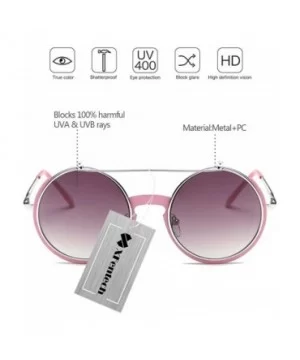 Women Fashion Party Fancy Retro Eyeglasses Eyewear Classic Outdoor Round Flip Up Sunglasses - Pink/Grey - CP1805TS8YS $6.09 R...