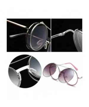 Women Fashion Party Fancy Retro Eyeglasses Eyewear Classic Outdoor Round Flip Up Sunglasses - Pink/Grey - CP1805TS8YS $6.09 R...