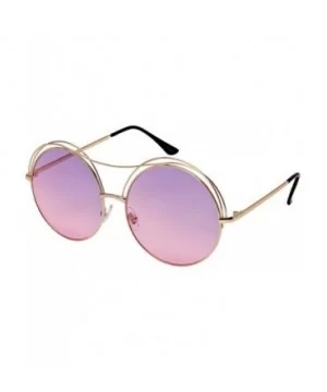 Cut Out Circle Sunglasses with Angled Brow Bar and Ocean Colored Lens 3118-OCR - Gold - C7182HWT99M $8.33 Round